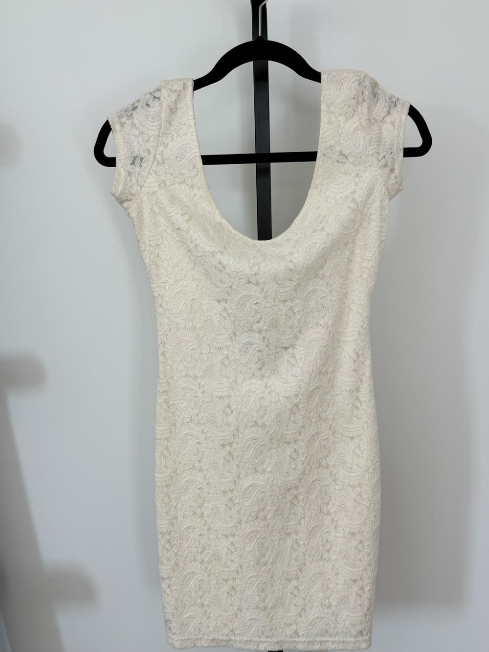 Backstage Ivory Lace Scoop-Back Mini Dress